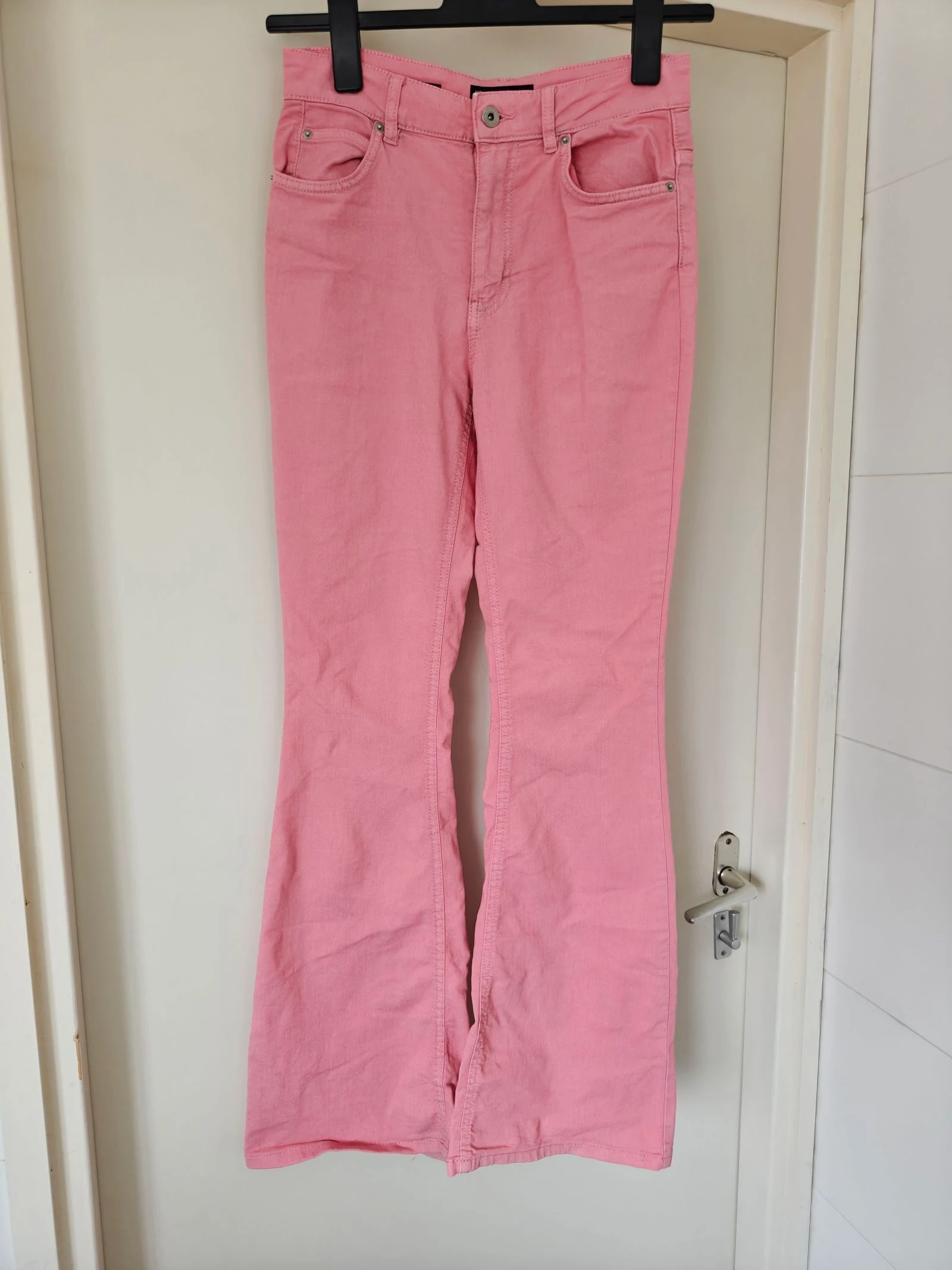 Mooie roze flare zomerbroek, maat 38 / M